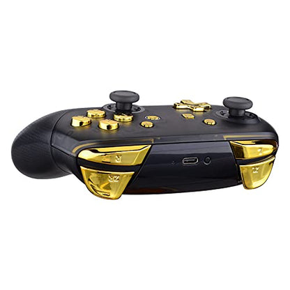 eXtremeRate Chrome Gold Repair ABXY D-pad ZR ZL L R Keys for Nintendo Switch Pro Controller, Glossy DIY Replacement Full Set Buttons with Tools for Nintendo Switch Pro - Controller NOT Included - color: Chrome Gold