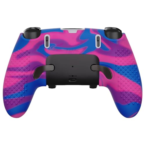 PlayVital 3D Studded Edition Anti-Slip Silicone Cover Case for ps5 Edge Controller, Soft Rubber Protector Skin for ps5 Edge Wireless Controller with 6 Thumb Grip Caps - Pink & Purple & Blue - color: Pink & Purple & Blue