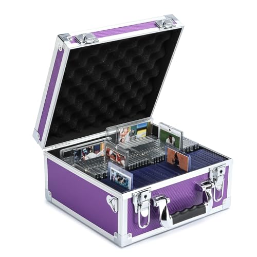 Collectable Trading Card Cases, Toploaders Storage Box, Magnetic Card Storage Hard Cabinet, Graded Card Storage Case, Sports & Trading Collector Storage Box (Purple) - color: Purple, size: Medium
