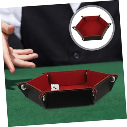 Vaguelly Tabletop Foldable Pu Dice Tray Dice Storage Holder for Games Stylish Deep Design Easy to Clean