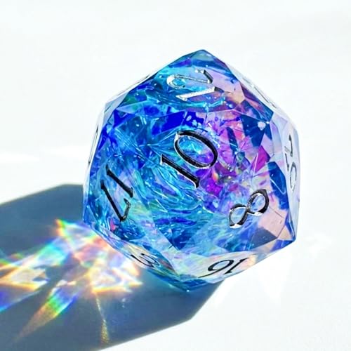 Multifaceted DND Single D20 Dice Resin Sharp Edge 20 Sided D&D Dice, 22Mm Handmade Polyhedral for Dungeons and Dragons, RPG, Roleplaying MTG Table Games - color: D20-gradual Blue