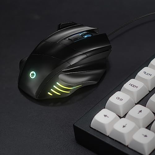 GAME PUNK Pro Series Optical Wired Gaming Mouse, Ergonomic Wired Mouse with RGB LED Lights, 3,600 DPI, and 7 Mappable Tactile Buttons, Compatible with Windows, MacOS, PlayStation 5, Xbox Series X/S - color: Black