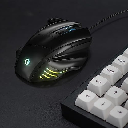 GAME PUNK Pro Series Optical Wired Gaming Mouse, Ergonomic Wired Mouse with RGB LED Lights, 3,600 DPI, and 7 Mappable Tactile Buttons, Compatible with Windows, MacOS, PlayStation 5, Xbox Series X/S - color: Black