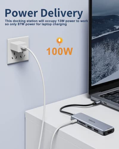 Docking Station Dual DisplayPort, MOKiN USB C Hub Dongle with 2 DP, HDMI, 3 USB A 3.0, SD & microSD Slot, PD Charging Port for MacBook/Dell XPS/Steam Deck/HP/Lenovo ThinkPad/Microsoft Surface