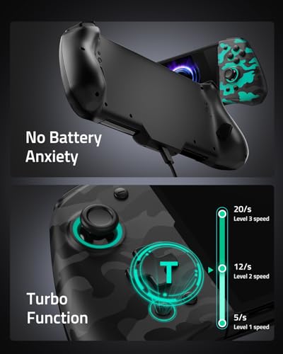 FUNLAB Switch Handheld Controller for Nintendo/OLED Joycons Customizable Switch Controller, Luminous Ergonomic Controls Camo, Switch Joypad Replacement with Adjustable Color, Turbo, Mapping - color: Camo Black