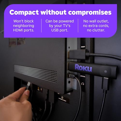 Roku Streaming Stick HD with Voice Remote | Compact 4K Streaming Device for TV with Roku Voice Remote & Long-Range Wi-Fi - Free & Live Local News, Sports - style: HD