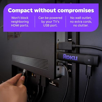 Roku Streaming Stick HD with Voice Remote | Compact 4K Streaming Device for TV with Roku Voice Remote & Long-Range Wi-Fi - Free & Live Local News, Sports - style: HD