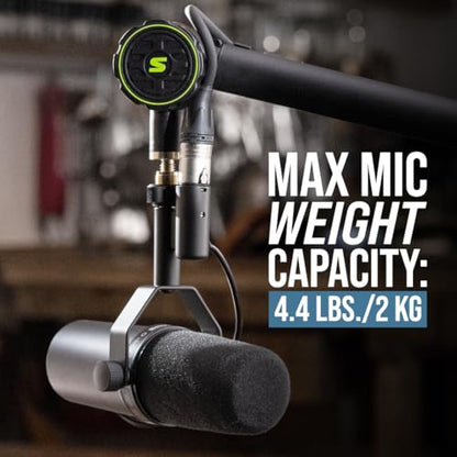 Shure by Gator Deluxe Broadcast Desktop Mic Boom Arm (SH-BROADCAST1) | Fully adjustable with a quiet 360-degree arm for podcasts and streaming. Compatible with MV7 & SM7B