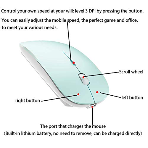 PEIBO Bluetooth Wireless Mouse for Laptop mac MacBook ipad MacBook air MacBook pro pc Desktop Computer Windows Chromebook Notebook - color: Jelly blue