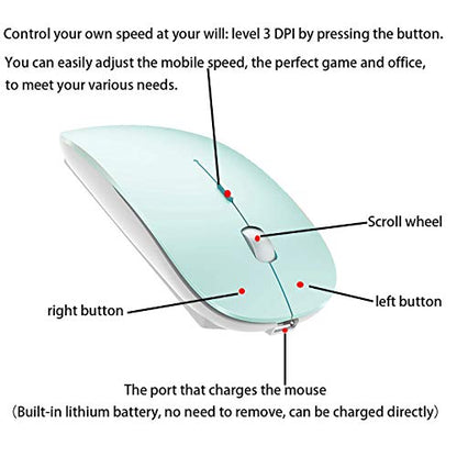 PEIBO Bluetooth Wireless Mouse for Laptop mac MacBook ipad MacBook air MacBook pro pc Desktop Computer Windows Chromebook Notebook - color: Jelly blue