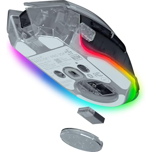 Razer Basilisk V3 Pro 35K Wireless Gaming Mouse, Phantom White | HyperScroll Tilt Wheel, 35K DPI Optical Sensor Gen 2, 13 Customizable Controls, RGB, Optical Switches Gen 3, 140 Hr Battery - color: Phantom White