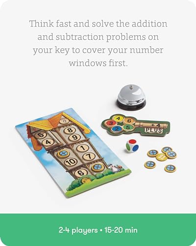 SimplyFun Math Room - Educational Game - Quick Thinking & Fun Games for Kids Ages 5 & Up - Fast Solving Addition & Subtraction Game - 2 to 4 Players - style: Math Room