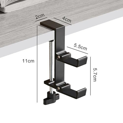 Heavyrain Desk Edge Headphone Holder and Bag Hook, Clamp-On Design, No Drill Installation (Carbon Black) - color: carbon black