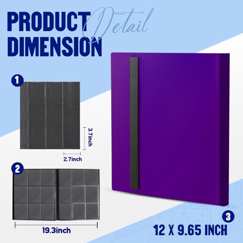 Card Binder 9-Pockets, Trading Card Binder, 20 Pages, 360 Card Capacity Collection Binder, Card Folder for MTG, TCG, Game Cards & Sports Cards（Purple） - color: Purple