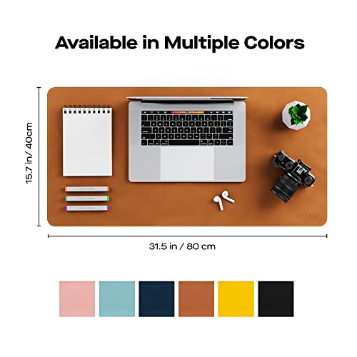 Mobile Pixels Desk Mat, Multifunctional Waterproof (Oak Brown) | Spill-resistant, Non-slip base, Upscaled Stitched Large Extended PU Leather Protective Pad for Desk and Monitor 31.5"x15.75" - color: Oak Brown