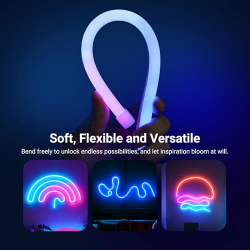 NEEWER 9.84ft/3m LED Strip Lights, Smart AI RGB IC Flexible Cuttable Neon Rope Light, App Control, Bedroom Gaming Room Indoor Studio Home Wall Decor, Compatible with Google Assistant Alexa, NS02 - size: 9.84ft/3m