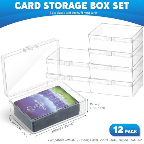 12 Pcs Playing Card Boxes Clear Plastic Deck Cases Trading Card Storage Boxes Game Cases Holder 4.05 x 2.91 x 1.35 Inch