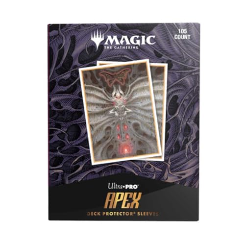 Ultra PRO - MTG Duskmourn 105ct Apex Deck Protector Sleeves Artwork of Creepy Leather Bound, 105 Standard Size Card Sleeves for Magic: The Gathering, Gloss Clear Front, Durable Card Protector - color: Creepy Leather-bound Set Apex Sleeves
