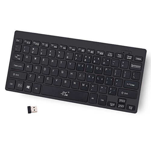 SR Mini Keyboard 2.4G Wireless Thin Light 78 Keys USB Multimedia Small for Pc Computer Laptop (Black) - color: Wireless
