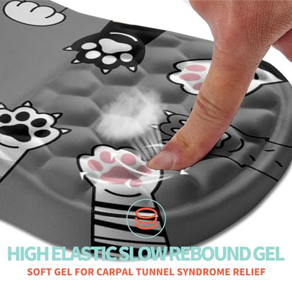 Ergonomic Mouse Pad Wrist Support with Memory Foam Massage Bulge, Carpal Tunnel Pain Relief Mousepad Wrist Rest for Mouse(12x8 inch, Paw) - color: Kg017-paw