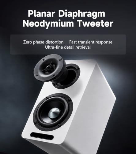 Edifier Airpulse A60 Desktop Hi-Res Bluetooth Bookshelf Speakers, White | Planar Tweeter, Hi-Res Audio, Bluetooth 5.1 aptX HD, DSP Crossover, Multi Input, Sub Out, MDF Wooden Cabinet - color: matt white