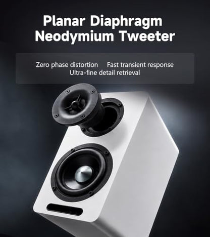 Edifier Airpulse A60 Desktop Hi-Res Bluetooth Bookshelf Speakers, White | Planar Tweeter, Hi-Res Audio, Bluetooth 5.1 aptX HD, DSP Crossover, Multi Input, Sub Out, MDF Wooden Cabinet - color: matt white