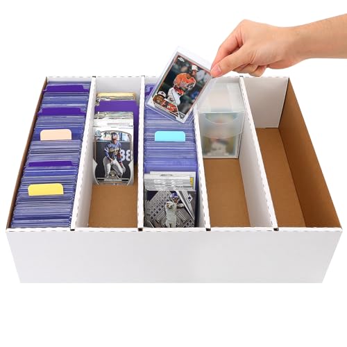 5 Row Trading Card Storage Box,3950-count Cardboard Storage Box with 32 Pcs Dividers+48 Pcs index Labels for Mtg, Tcg, Sports Cards (4 Pack-Large) - size: 4 Pack-Large