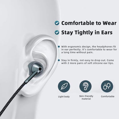 USB-C Wired Earbuds with Microphone, Volume Control, Noise Canceling, Compatible with Samsung Galaxy S24 S23 S22, iPhone 15, Pixel Phones (2Pack-Gray) - color: 2Pack-Gray
