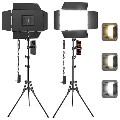 2-Pack LED Video Light Kit, 2500K-8500K Studio Light for Video Recording/Photography - size: 2 Pack (with Barndoor)
