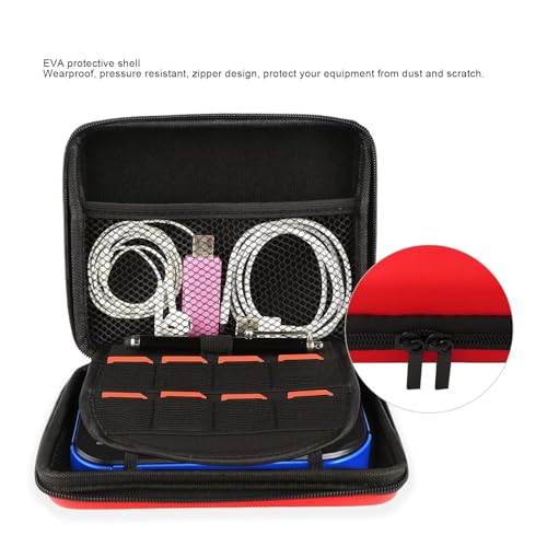 Gugxiom Carrying Case for 2DS Console and Accessories, Hard Shell Protective Travel Case, with 8 Game Slot and Inner Pocket, Wrist Strap (Red) - color: Red