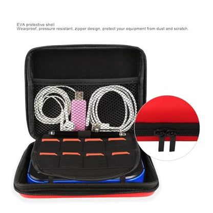 Gugxiom Carrying Case for 2DS Console and Accessories, Hard Shell Protective Travel Case, with 8 Game Slot and Inner Pocket, Wrist Strap (Red) - color: Red