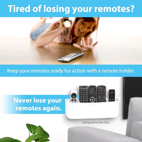 TotalMount Drop-Free Remote Holder – Removable Adhesive Strips – Pro White | Designed in the USA – Simply Put the Remotes In – No Tricky Magnet Alignment Needed (Holds 5 or 6 Remote Controls) - color: For 5 or 6 Remotes – Premium White