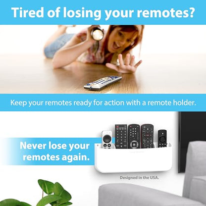 TotalMount Drop-Free Remote Holder – Removable Adhesive Strips – Pro White | Designed in the USA – Simply Put the Remotes In – No Tricky Magnet Alignment Needed (Holds 5 or 6 Remote Controls) - color: For 5 or 6 Remotes – Premium White
