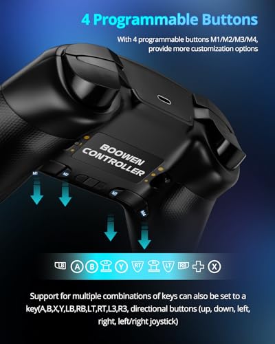 Multi-Platform Wireless Controller, PC Gaming Controller with 2.4G Adpater/Hall Joysticks/Hall Triggers/1200 mAh Battery/4 Programmable Buttons/RGB Lighting, Compatible with PC Windows 7/8.1/10/11, Switch/OLED/Lite, iOS, Android, Steam-Black - color: Blac