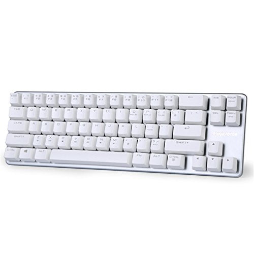 Qisan Happy Deals 10% Discount Off Mechanical Keyboard Gaming Keyboard Blue Switch 68-Keys Mini Design (60%) Gaming Wired Keyboard White Silver Magicforce - color: Blue Switch White Silver Color