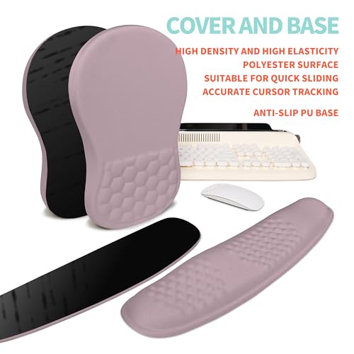 2-in-1 Ergonomic Set, Wave Rise Keyboard Wrist Rest and Massage Bulge Slope Mouse Pad Wrist Support, Cushion Memory Foam Integrated to Relieve Wrist Pain, Purple - color: Purple