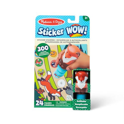 Melissa & Doug Sticker Wow!™ 24-Page Activity Pad and Sticker Stamper, 300 Stickers, Arts and Crafts Fidget Toy Collectible Character – Fox - for Kids Ages 3+ - FSC Certified - color: Fox, size: Single