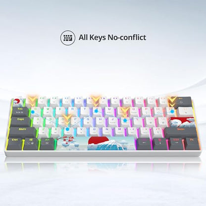 60% Mechanical Keyboard Wired Linear Red Switch RGB Backlight | 60 Percent 61-keys Compact Layout Gaming Keyboard TKL Ultra-Compact Mini RGB Backlit - color: 61 White/Red Switch