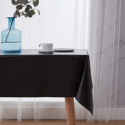 NLMUVW Square Vinyl Tablecloth 100% Waterproof Oil Proof Spill Proof PVC Table Cloth Wipe Clean Table Cover for Kitchen Dining Picnic, 42 x 42 inch, Black - color: Black, size: 42" x 42" (Square)
