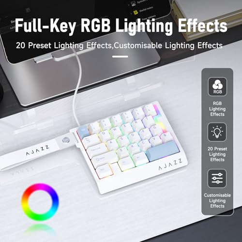 AJAZZ AK029 Magnetic Switch One Handed Gaming Keyboard, Hall Effect Rapid Trigger Mechanical Keypad with SOCD & DKS, 8KHz Polling Rate, 29 Keys Mini Ergonomic Gaming Keyboard for FPS Gamers, PC - color: White Blue