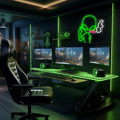 Alien Neon Sign, LED Neon Light Signs for Wall Decor Green Alien Light Up Sign Lamp for Bar Bedroom Pub Man Cave Birthday Gift Dimmable USB Powered(14.9"*13.4") - style: Alien