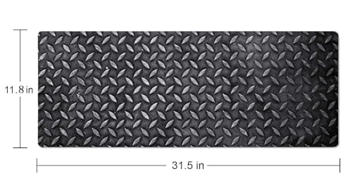 Black Grey Iron Texture XL Mouse Pad,Large Mouse Pad Gaming 31.5 x 11.8 in Mouse Mat Desk Pad,Extended Keyboard Mousepad Large Desk Mat with Non-Slip Rubber Base and Stitched Edge for Home Office - color: Black Grey Iron Texture