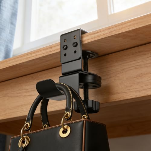 MYITYARD Clamp Mug Hooks Under Desk, Clip On Hook Cup Holder, Desktop Hanging Headphone Hook for Office, Computer Desk, Student Class Desk, Cabinet - color: Desk Hooks