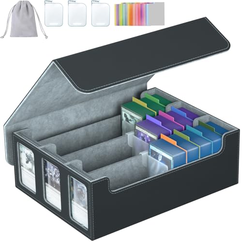 3-Row Trading Card Storage Box, Bulk Cards Case for 2400+ Mtg tcg Magic Playing Game Card Organizer, Commander Deck Box with 3 Supports & 24 Dividers - color: Gray, size: 3-row