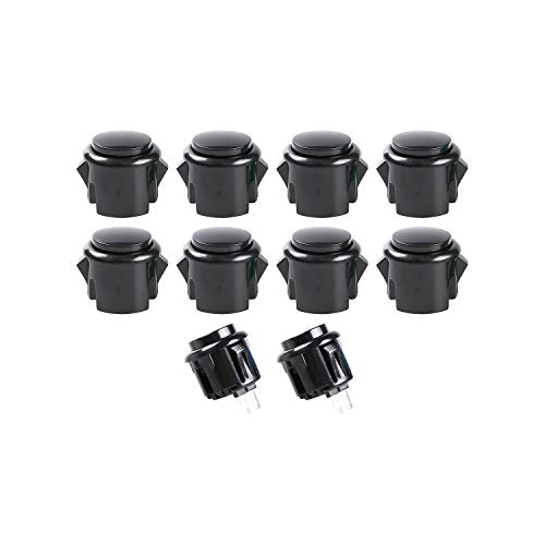 Hikig Arcade DIY Parts Kit USB Encoder to PC Games 5Pin Joystick + 2X 24mm & 8X 30mm Arcade Buttons for Arcade PC Game Console, MAME, Raspberry Pi Retro Game Controller DIY, Windows - Color Black
