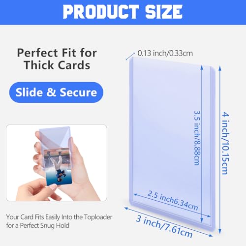 DEDC 20 Top Loader Thick Card Load Holder Storage for Trading Cards Sports Sleeves Hard Plastic 130 Point Protective Toploaders 3"X4" Rigid Memorabilia Collectibles - size: 130pt