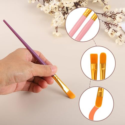 PATIKIL Paint Brushes Set, 200Pcs Acrylic Paint Brush Nylon Hair for Watercolor Oil Painting Miniature Detailing Rock Painting, Red - color: Red