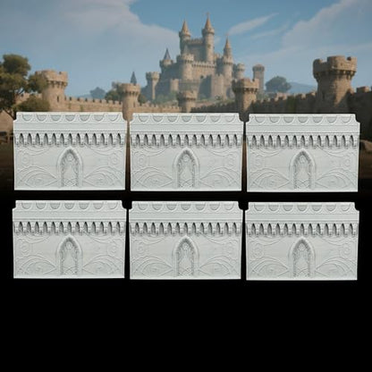 Modular Medieval Fortress Expansion for TTRPG - 25mm Scale Unpainted Straight Ramparts & Defense Battlements, 6-Piece RPG Terrain Set for Dungeon Masters & Wargame - City Walls 1 (AF1104 E) - color: Af1104 E City Walls 1