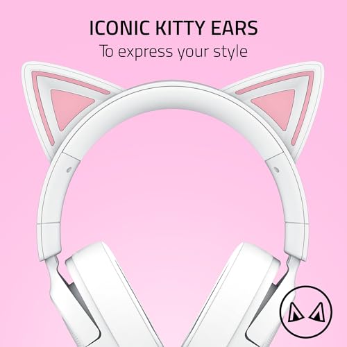 Razer Kraken Kitty V3 X Wired Gaming Headset, Kitty Ears, White | HyperClear Cardioid Mic, 40 mm Drivers, 7.1 Surround Sound, Comfy Ear Cushions, Cross-Platform via 3.5mm PC, PS5, Xbox - color: Mercury White