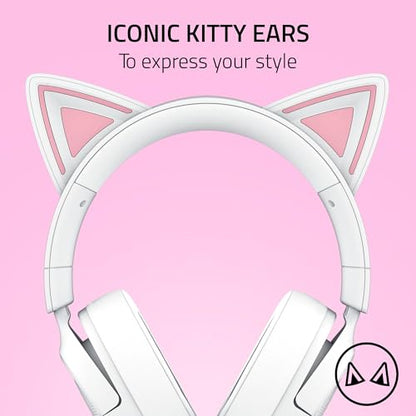 Razer Kraken Kitty V3 X Wired Gaming Headset, Kitty Ears, White | HyperClear Cardioid Mic, 40 mm Drivers, 7.1 Surround Sound, Comfy Ear Cushions, Cross-Platform via 3.5mm PC, PS5, Xbox - color: Mercury White